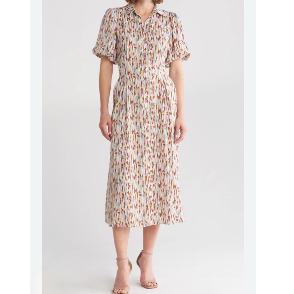 NWT Melloday Puff Sleeve Patterned Dress Size Small